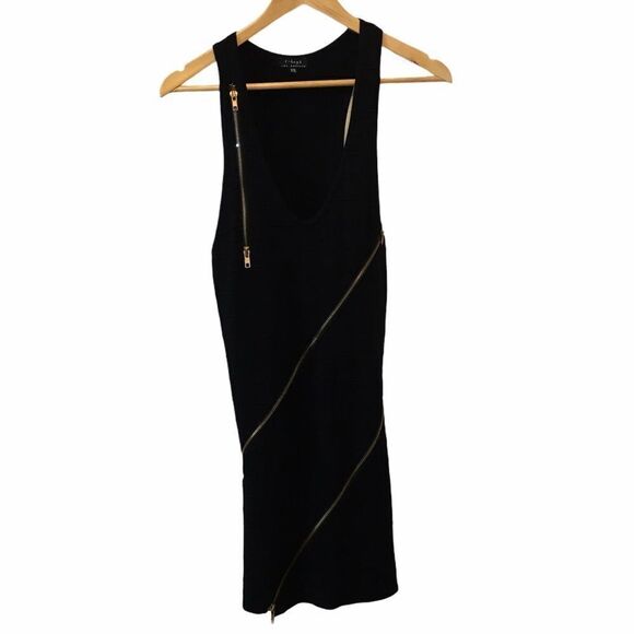 T BAGS Black Knit Bandage Dress Zipper Detailing - Picture 1 of 10